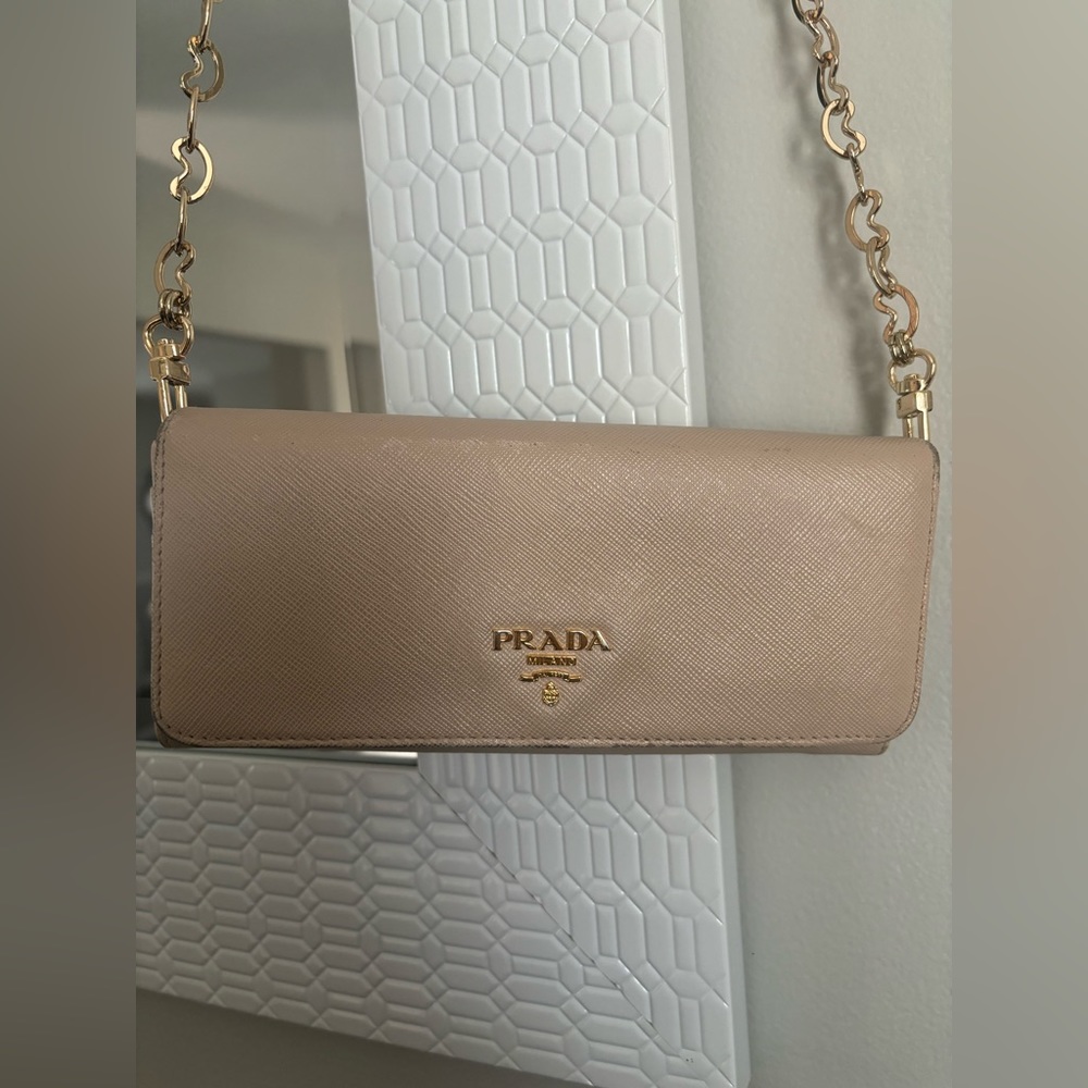 AUTHENTIC Prada Large Saffiano Leather Wallet on Chain (converted)